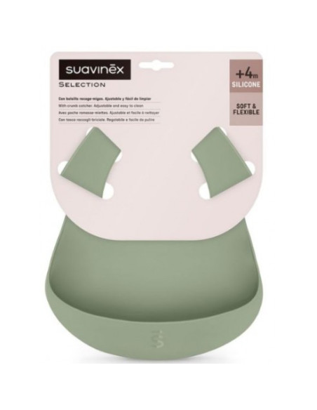 SUAVINEX BABERO SILICONA CON BOLSILLO RECOGEMIGAS