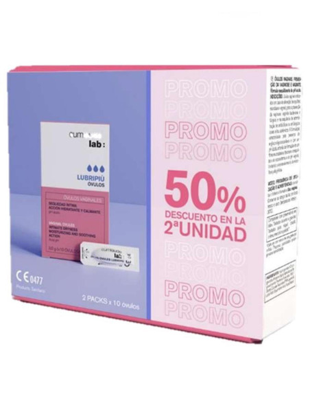 CUMLAUDE PACK LUBRIPIU 10 OVULOS 2ªUND. 50%