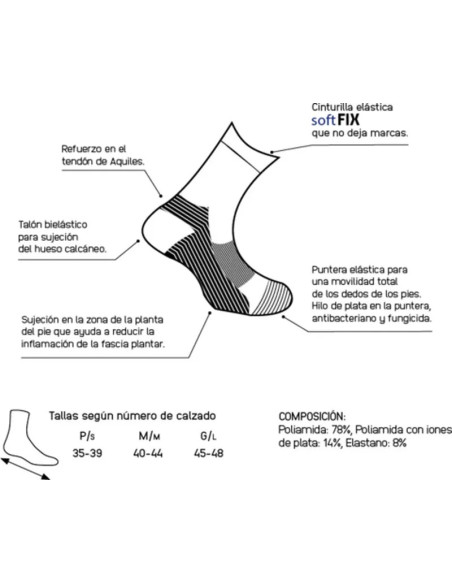 MEDILAST CALCETIN CORTO PARA LA FASCITIS PLANTAR T-M 40-44