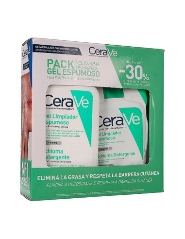 CERAVE PACK GEL LIPIADOR ESPUMOSO 473 ML+ RECARGA 473 ML
