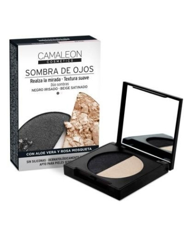 CAMALEON COSMETICS SOMBRA DE OJOS DUO NEGRO-BEIGE