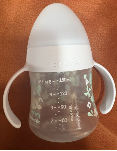 SUAVINEX BIBERON SILICONA  ENTRENA ANTIDERRAME ASAS +4 150ML 2